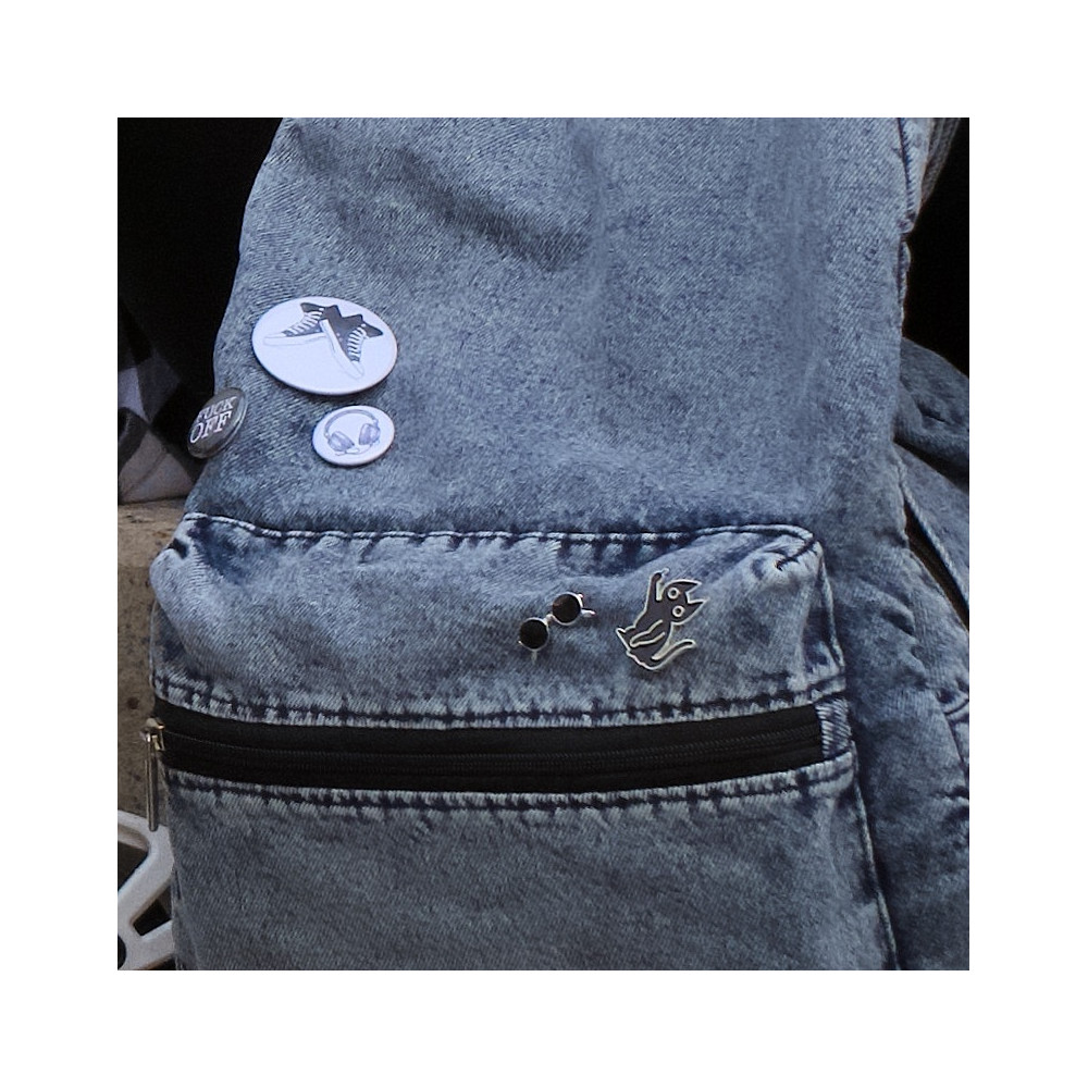 Błękitny jeans Marmurkowy Plecak Old Skool z przypinkami Black Sheep ST3 