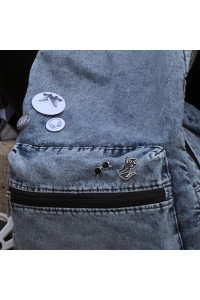Błękitny jeans Marmurkowy Plecak Old Skool z przypinkami Black Sheep ST3 