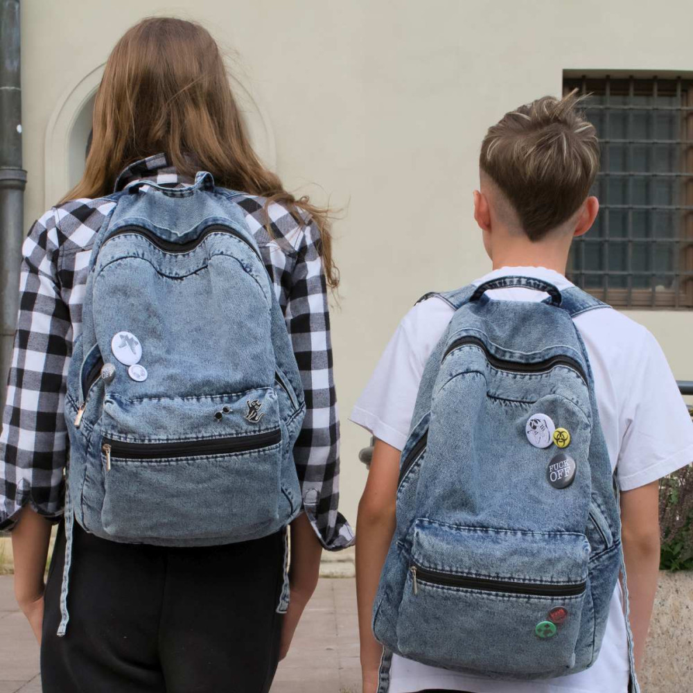 Jeansowy Marmurkowy Plecak męski Old Skool z przypinkami Black Sheep ST5 