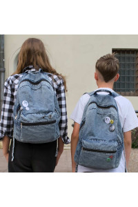 Jeansowy Marmurkowy Plecak męski Old Skool z przypinkami Black Sheep ST5 
