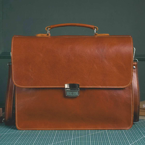 Camelowa Teczka Vintage Skórzana do Pracy na ramię Belveder BV41 