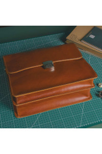 Camelowa Teczka Vintage Skórzana do Pracy na ramię Belveder BV41  Camelowa Teczka Vintage Skórzana do Pracy na ramię Belveder BV41