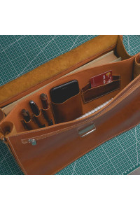 Camelowa Teczka Vintage Skórzana do Pracy na ramię Belveder BV41  Camelowa Teczka Vintage Skórzana do Pracy na ramię Belveder BV41