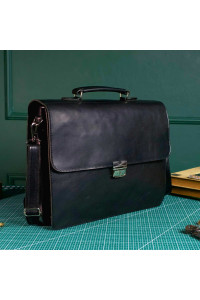 Czarna Teczka Vintage z klamrą Skórzana do Pracy na ramię Belveder BV41  Czarna Teczka Vintage z klamrą Skórzana do Pracy na ramię Belveder BV41