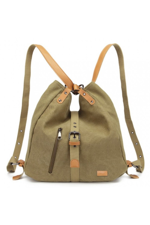 Khaki Płócienna Torebka Plecak damski 2w1 worek Ellen