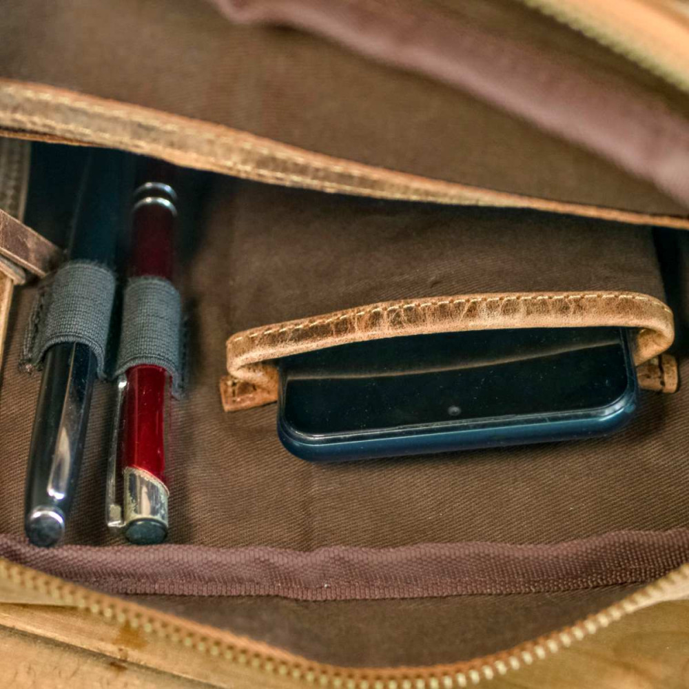 Brązowa Mała Torba Raportówka Skórzana Męska Vintage Belveder CB24 