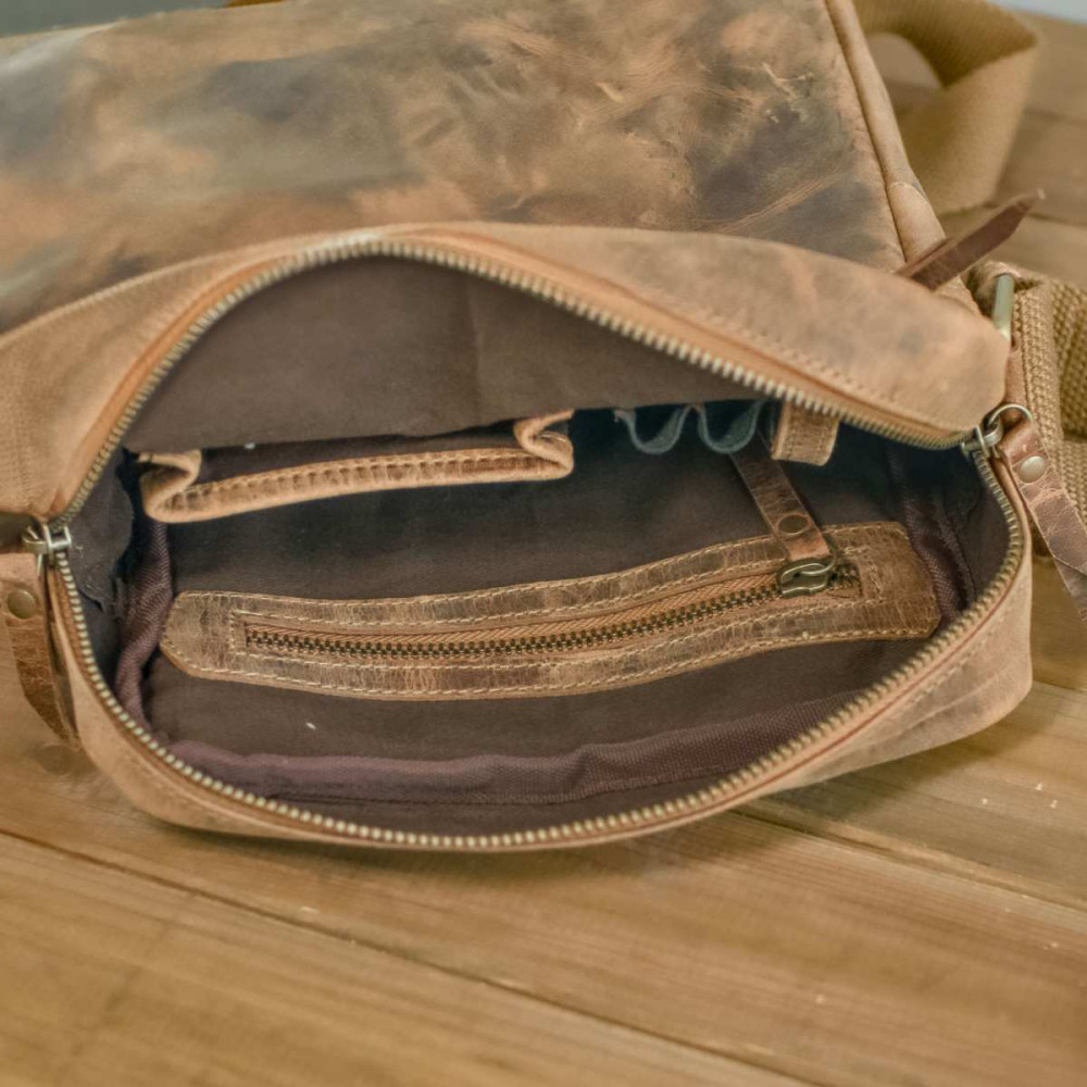 Brązowa Mała Torba Raportówka Skórzana Męska Vintage Belveder CB24 