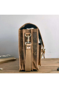 Brązowa Duża Torba Vintage Skórzana na Laptopa 15,6 z Klapą MB44 