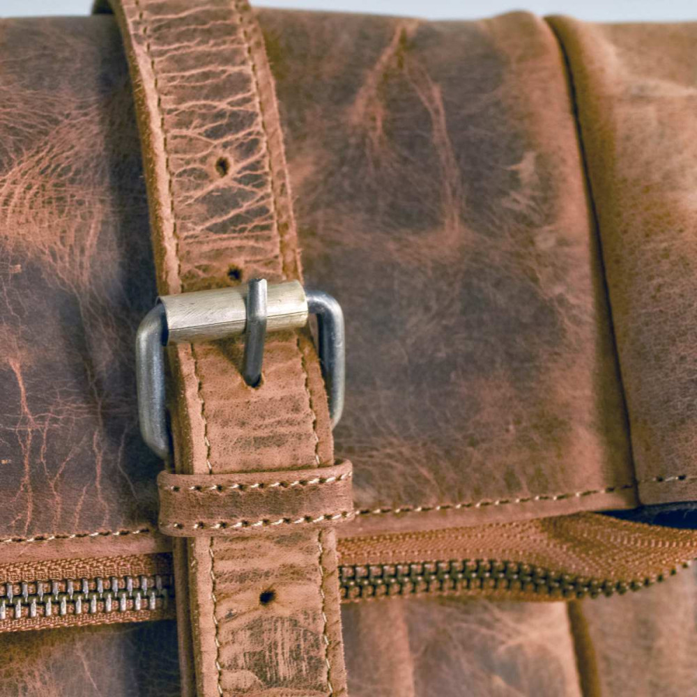 Brązowy Duży Plecak Vintage Męski Skórzany na Laptopa 17 cali BP245 