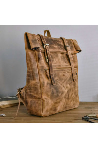 Brązowy Duży Plecak Vintage Męski Skórzany na Laptopa 17 cali BP245 