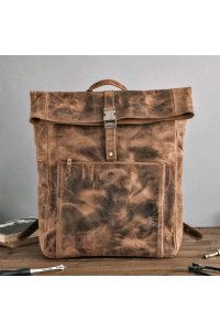 Brązowy Plecak Vintage Retro Skórzany Kurierski na Laptopa 15,6 cali BP145 