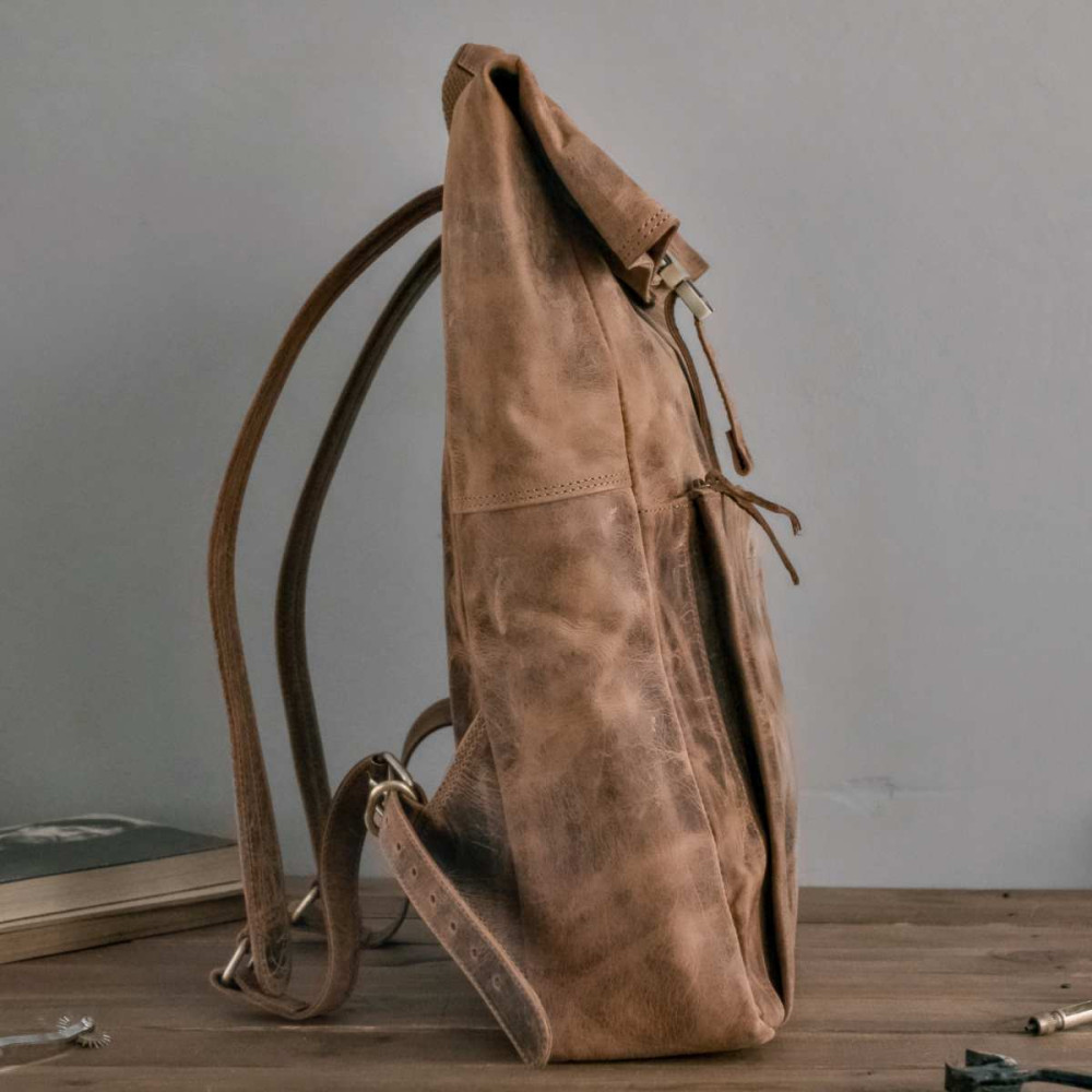 Brązowy Plecak Vintage Retro Skórzany Kurierski na Laptopa 15,6 cali BP145 