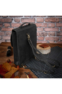 Czarny Plecak Skórzany Damski Vintage do Pracy na Laptopa 15,6 DR89 