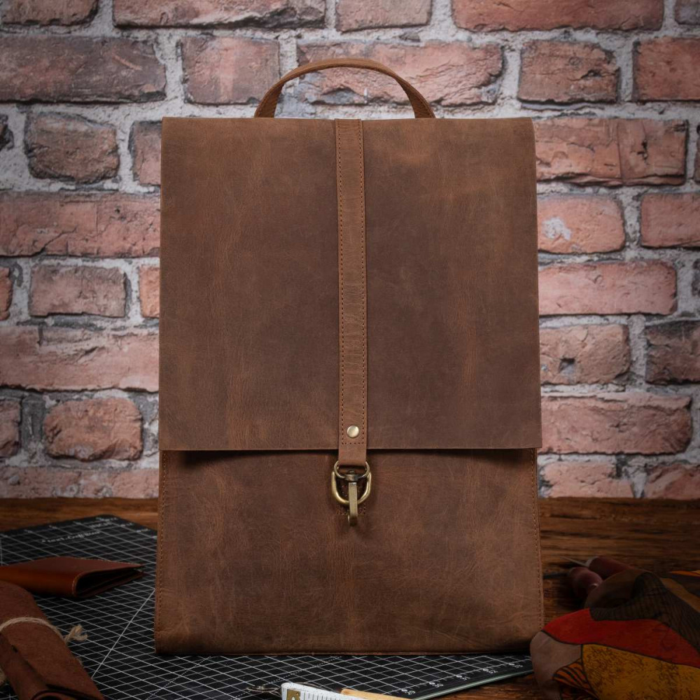 Brązowy Plecak Skórzany Vintage Damski na Laptopa 15,6 DR55 