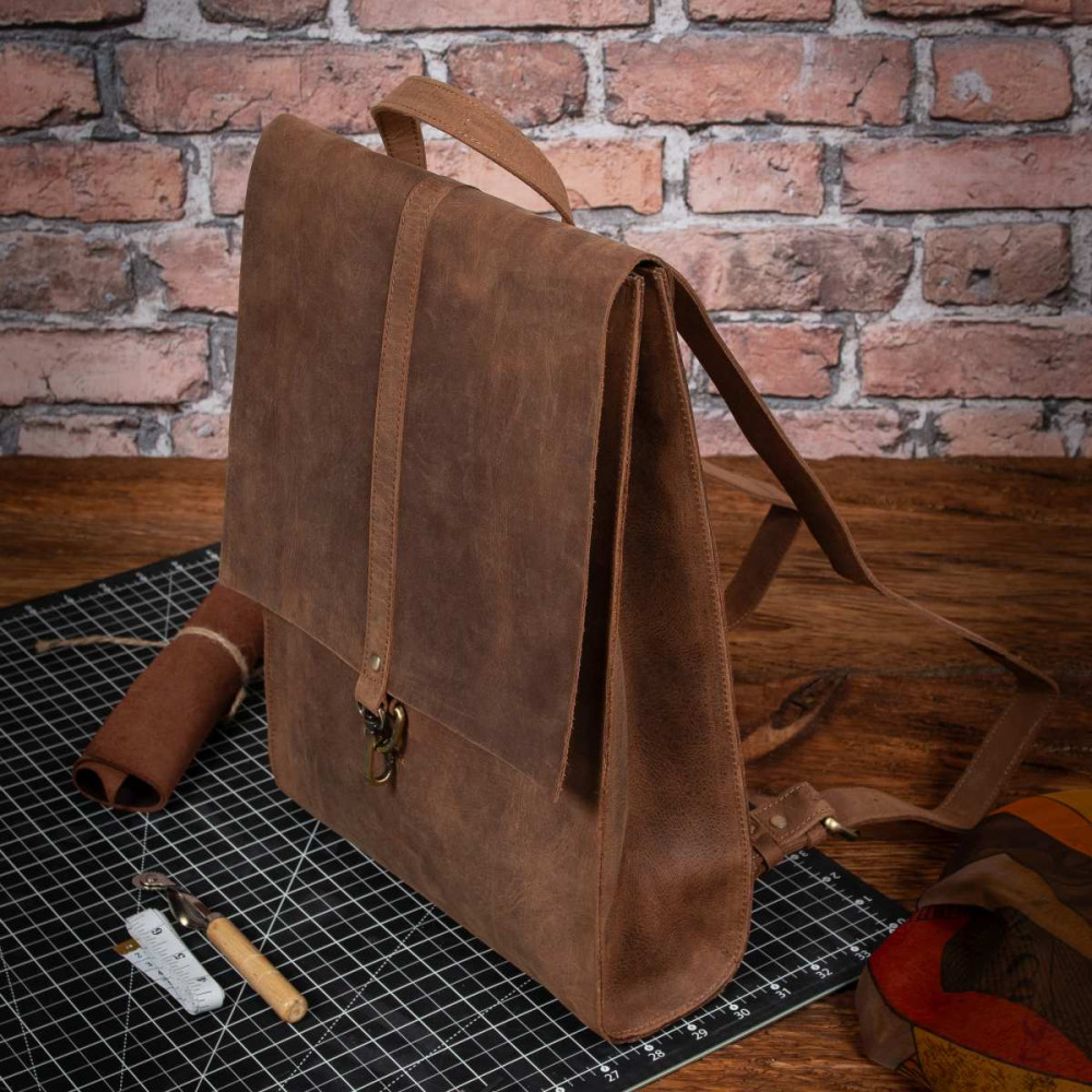 Brązowy Plecak Skórzany Vintage Damski na Laptopa 15,6 DR55 