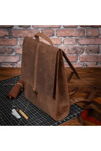 Brązowy Plecak Skórzany Vintage Damski na Laptopa 15,6 DR55 
