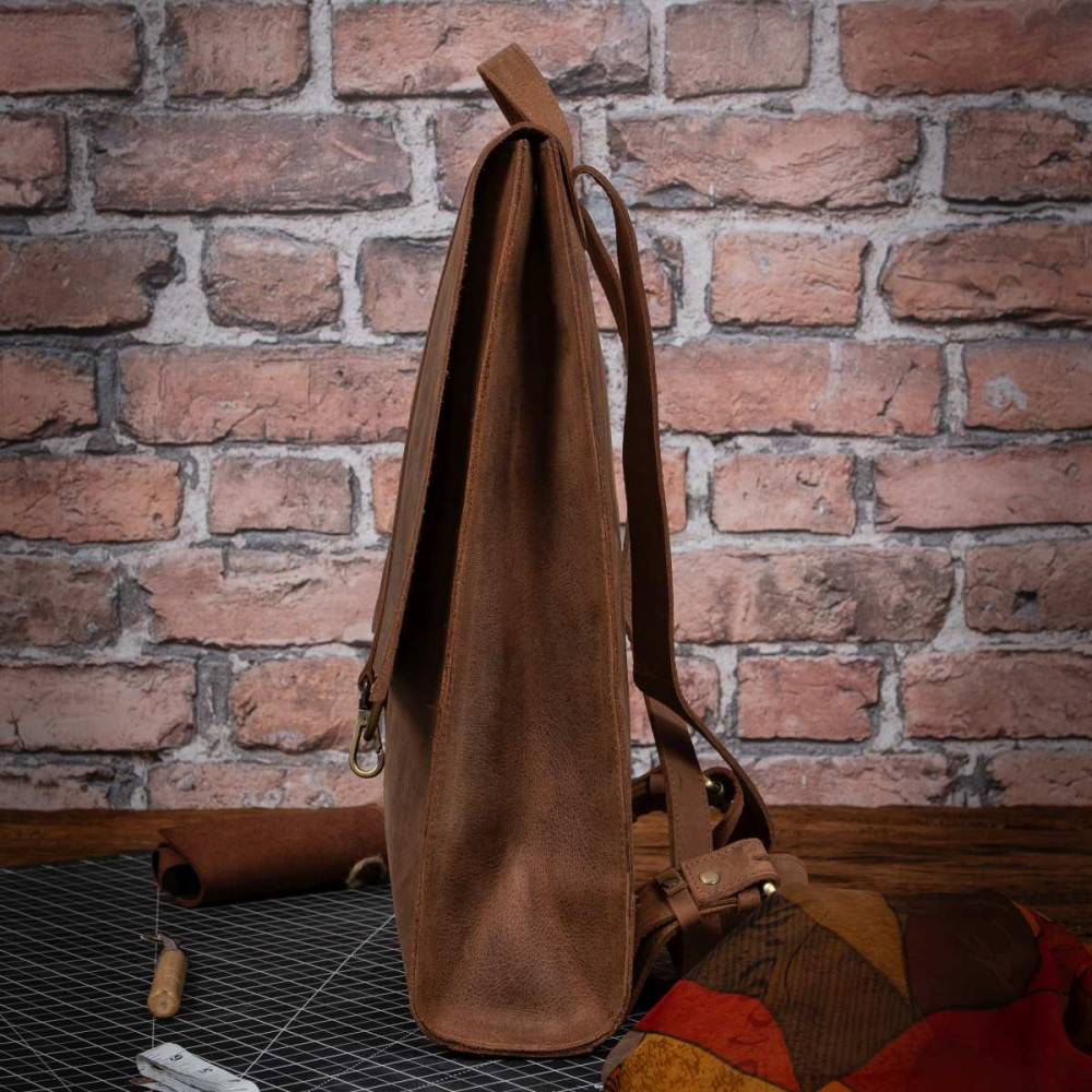 Brązowy Plecak Skórzany Vintage Damski na Laptopa 15,6 DR55 