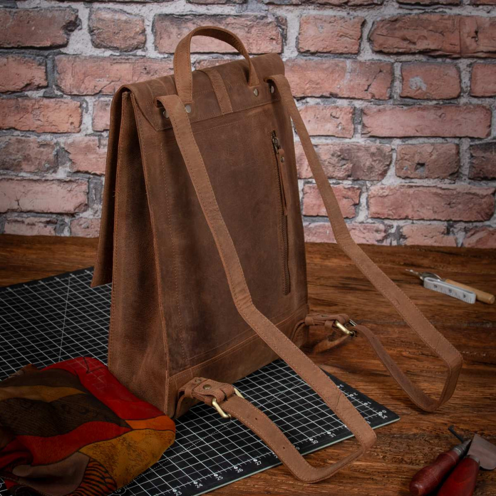 Brązowy Plecak Skórzany Vintage Damski na Laptopa 15,6 DR55 