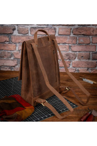 Brązowy Plecak Skórzany Vintage Damski na Laptopa 15,6 DR55 