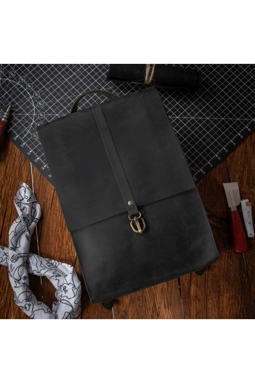 Czarny Plecak Vintage Skórzany Damski na Laptopa 15,6 DR55