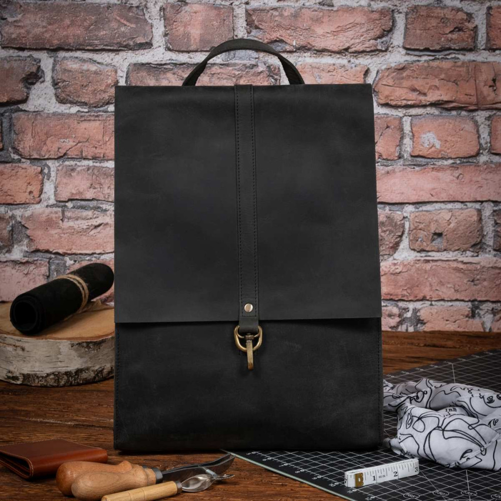 Czarny Plecak Vintage Skórzany Damski na Laptopa 15,6 DR55 