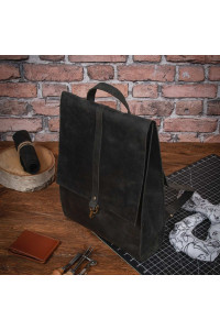 Czarny Plecak Vintage Skórzany Damski na Laptopa 15,6 DR55 