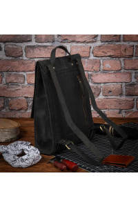 Czarny Plecak Vintage Skórzany Damski na Laptopa 15,6 DR55 