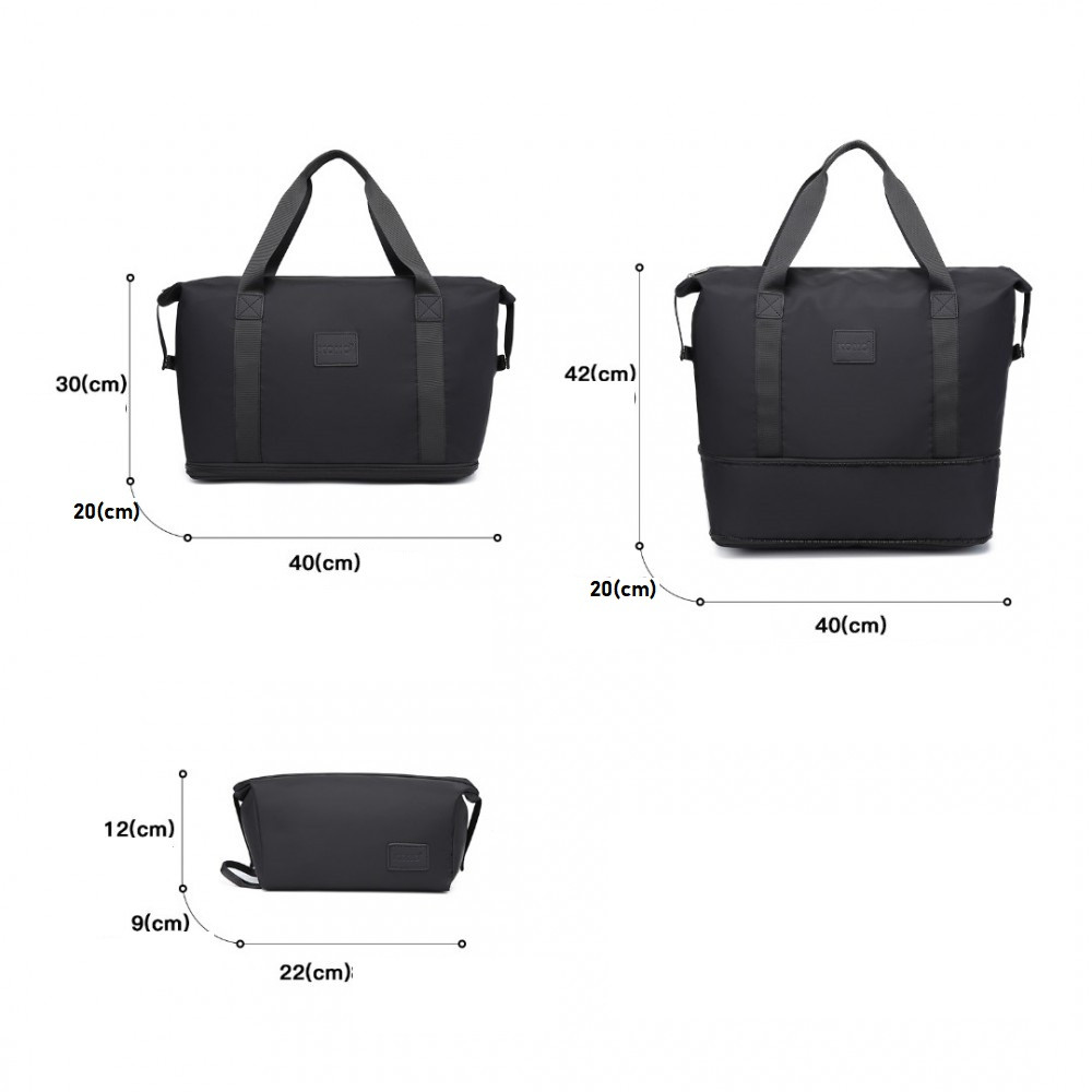 Czarna Torba podręczna do Samolotu damska 40x30x20 z kosmetyczką Brugia BK 