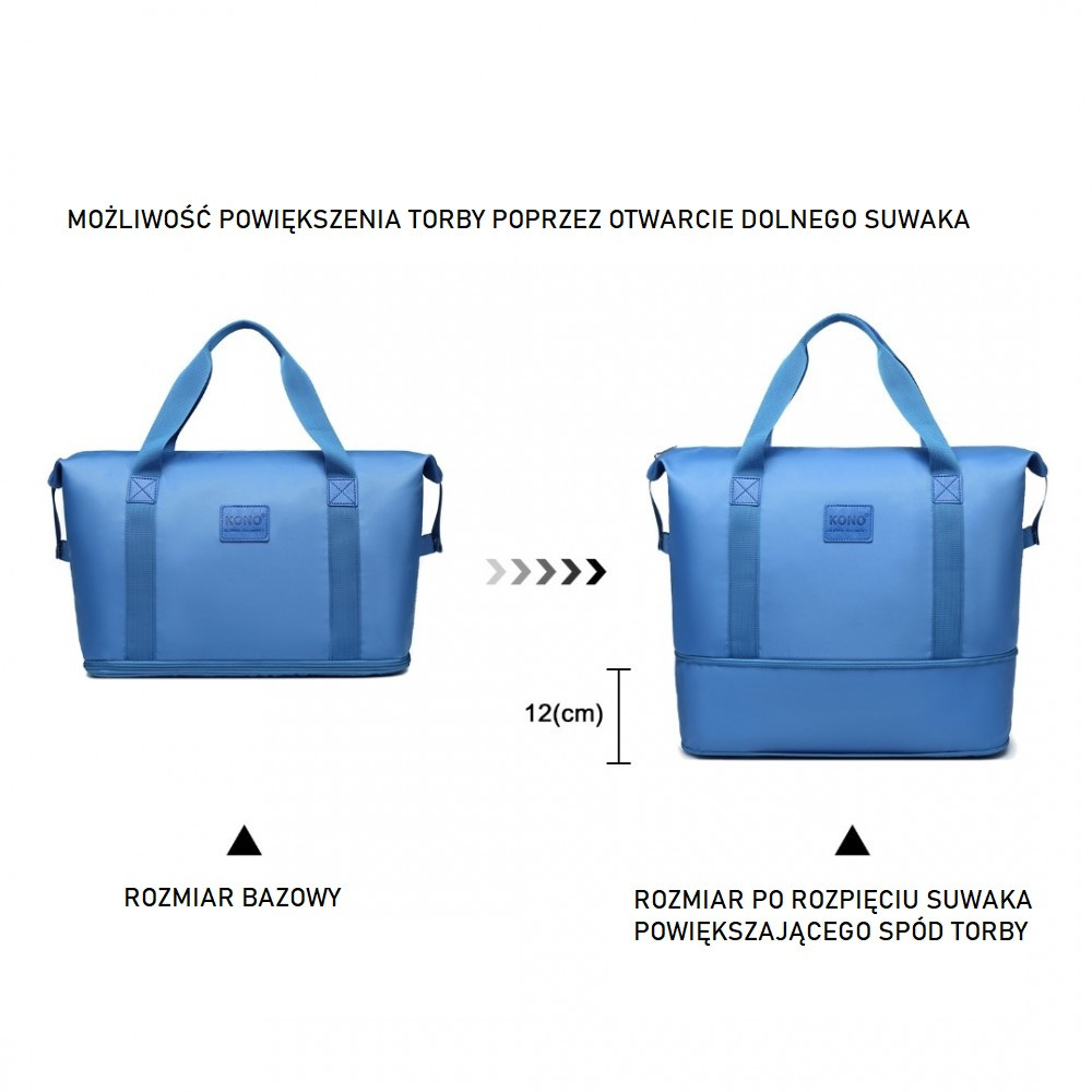 Niebieska Torba podręczna do Samolotu damska 40x30x20 z kosmetyczką Brugia NY 