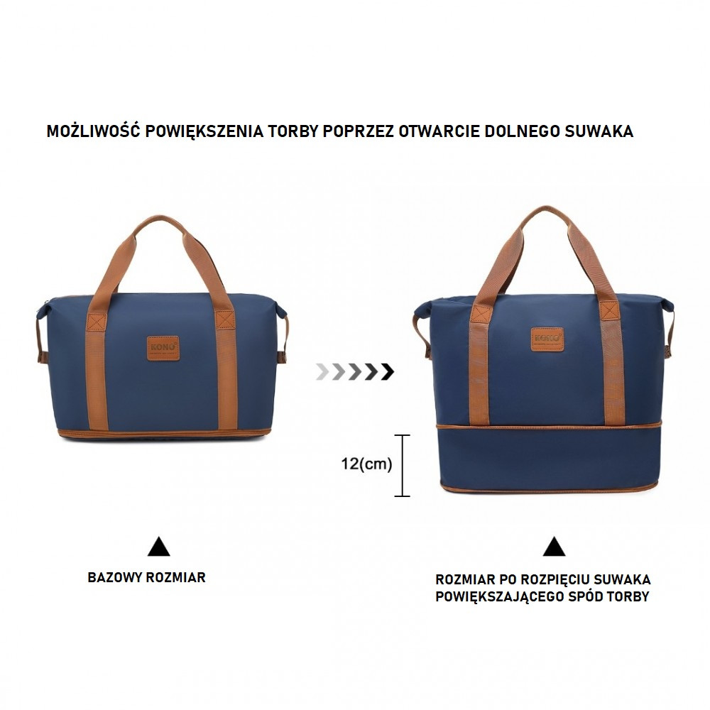 Granatowa Torba podręczna do Samolotu damska 40x30x20 z kosmetyczką Brugia NY/BN 