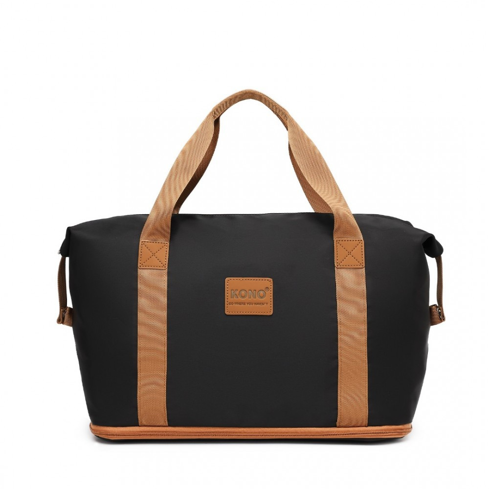 Czarno Brązowa Torba do Samolotu damska 40x30x20 z kosmetyczką Brugia BK/BN 