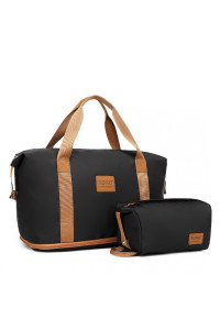 Czarno Brązowa Torba do Samolotu damska 40x30x20 z kosmetyczką Brugia BK/BN