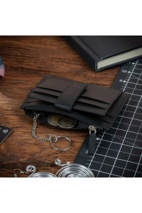 Etui damskie Skórzane czarne na Karty dokumenty z Łańcuszkiem 2165 
