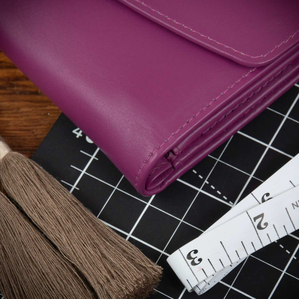 Średni Portfel damski Skórzany klasyczny Fiolet purpurowy LP714 