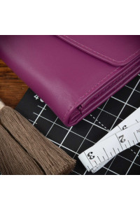 Średni Portfel damski Skórzany klasyczny Fiolet purpurowy LP714 