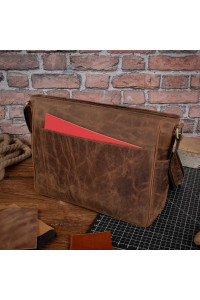 Brązowa Torba Męska z Klapką Skórzana Studencka na Laptopa 15,6 Belveder BL161 