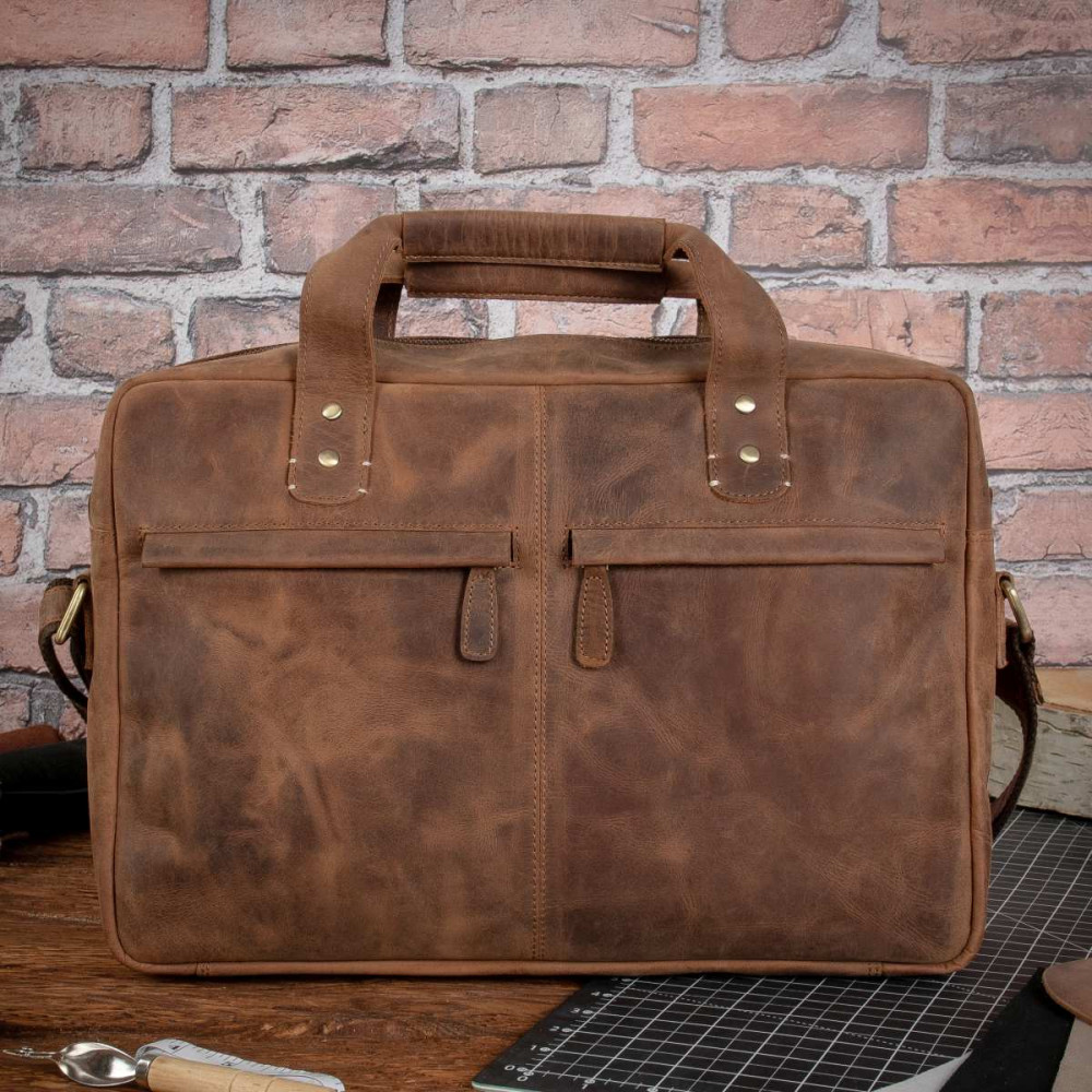 Brązowa Torba Męska Skóra Naturalna Vintage na Laptopa 15,6 Belveder BL131 