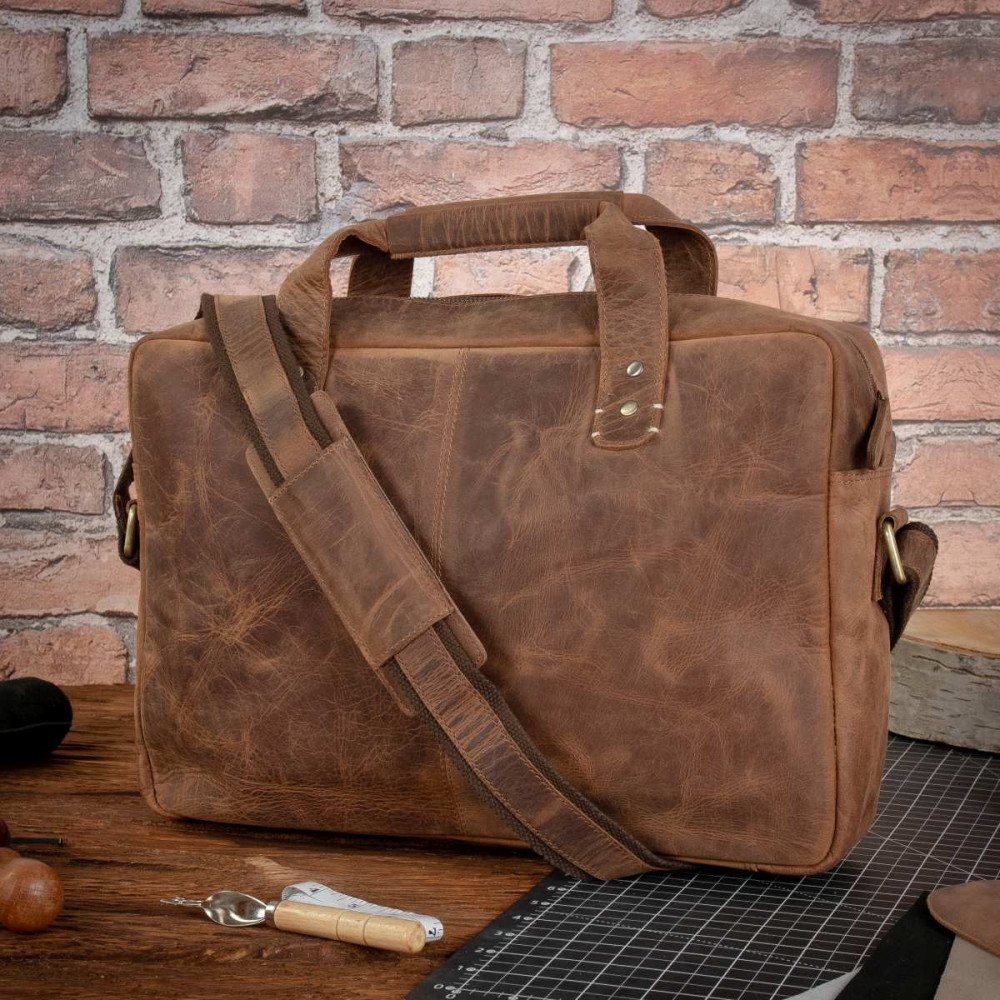 Brązowa Torba Męska Skóra Naturalna Vintage na Laptopa 15,6 Belveder BL131 