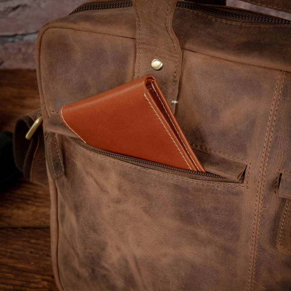 Brązowa Torba Męska Skóra Naturalna Vintage na Laptopa 15,6 Belveder BL131 