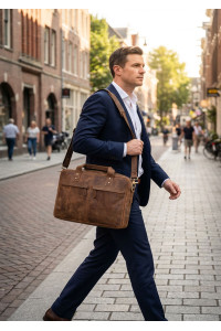Brązowa Torba Męska Skóra Naturalna Vintage na Laptopa 15,6 Belveder BL131 