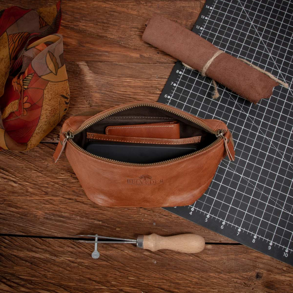Średnia Brązowa Torebka Nerka Crossbody damska skórzana vintage B-FB2G 