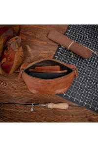 Średnia Brązowa Torebka Nerka Crossbody damska skórzana vintage B-FB2G 