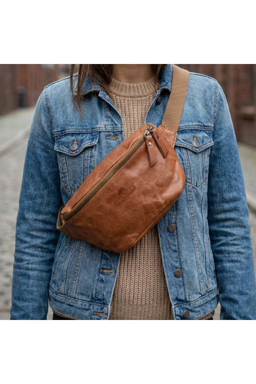 Średnia Brązowa Torebka Nerka Crossbody damska skórzana vintage B-FB2G 
