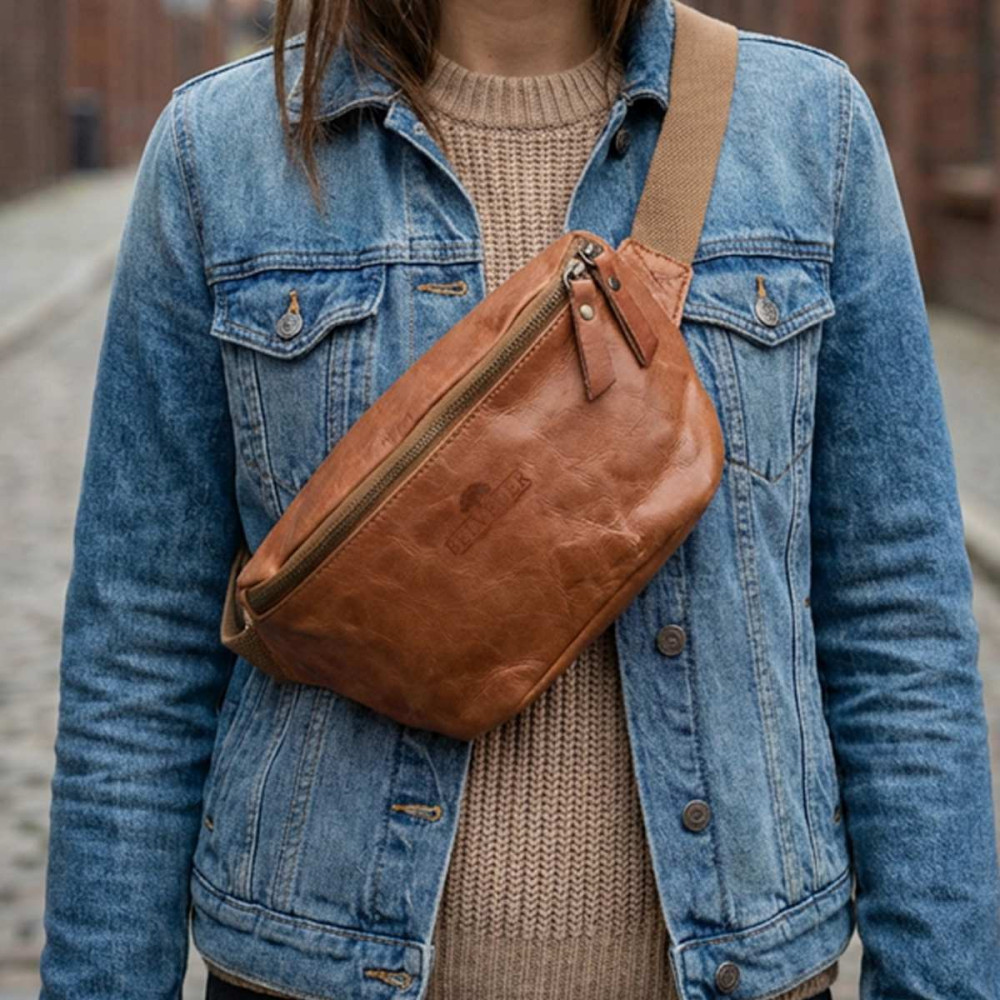 Średnia Brązowa Torebka Nerka Crossbody damska skórzana vintage B-FB2G 