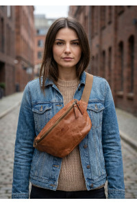 Średnia Brązowa Torebka Nerka Crossbody damska skórzana vintage B-FB2G 
