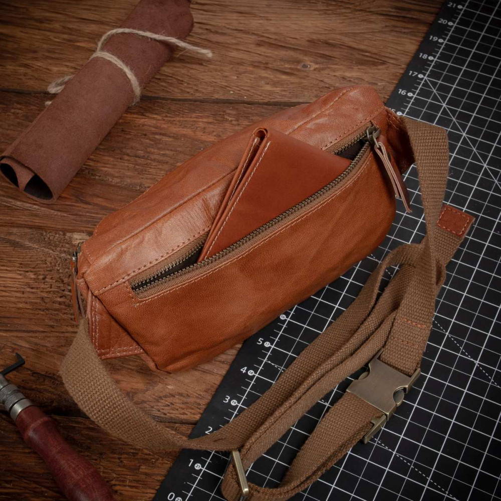 Średnia Brązowa Torebka Nerka Crossbody damska skórzana vintage B-FB2G 