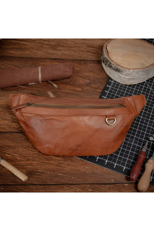 Duża Brązowa Saszetka Nerka Crossbody skóra naturalna vintage B-FB1G 