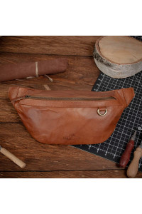 Duża Brązowa Saszetka Nerka Crossbody skóra naturalna vintage B-FB1G 