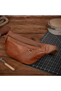 Duża Brązowa Saszetka Nerka Crossbody skóra naturalna vintage B-FB1G 