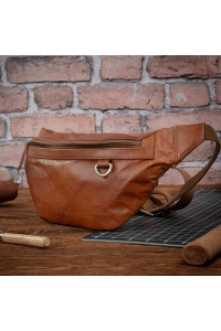 Duża Brązowa Saszetka Nerka Crossbody skóra naturalna vintage B-FB1G 